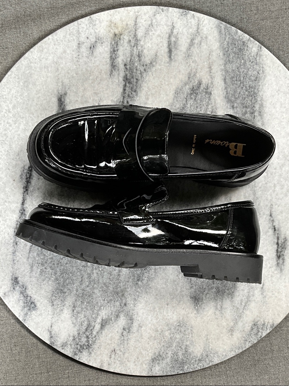 Browns Black Patent Leather Loafers for Women